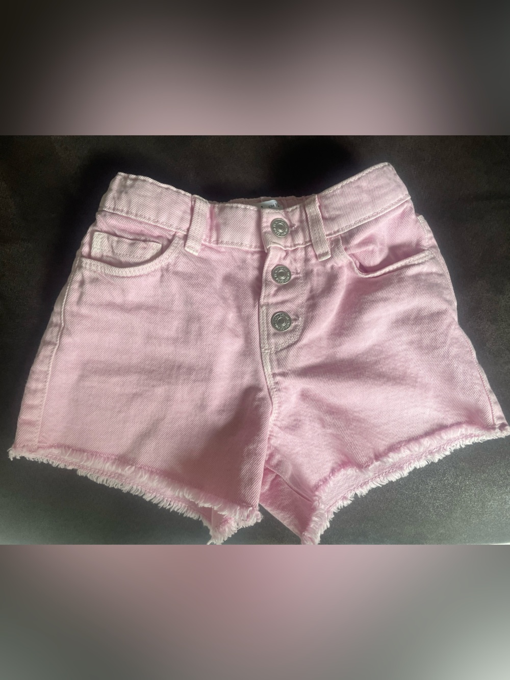 Pink Button-Fly Denim Shorts
